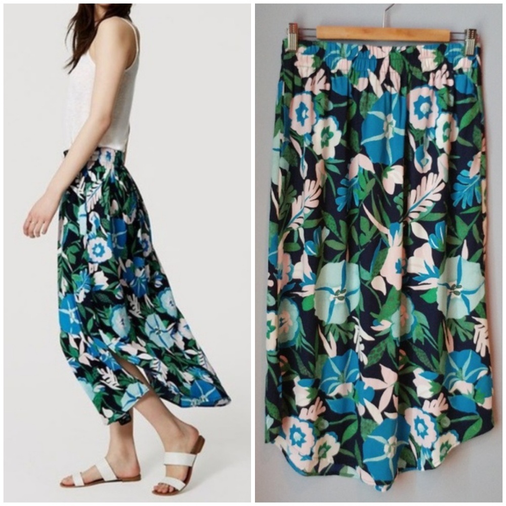 LOFT Jungle Floral Print Maxi Skirt NWT SP